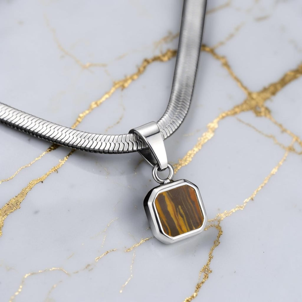 Geometric Stone Pendant Necklace