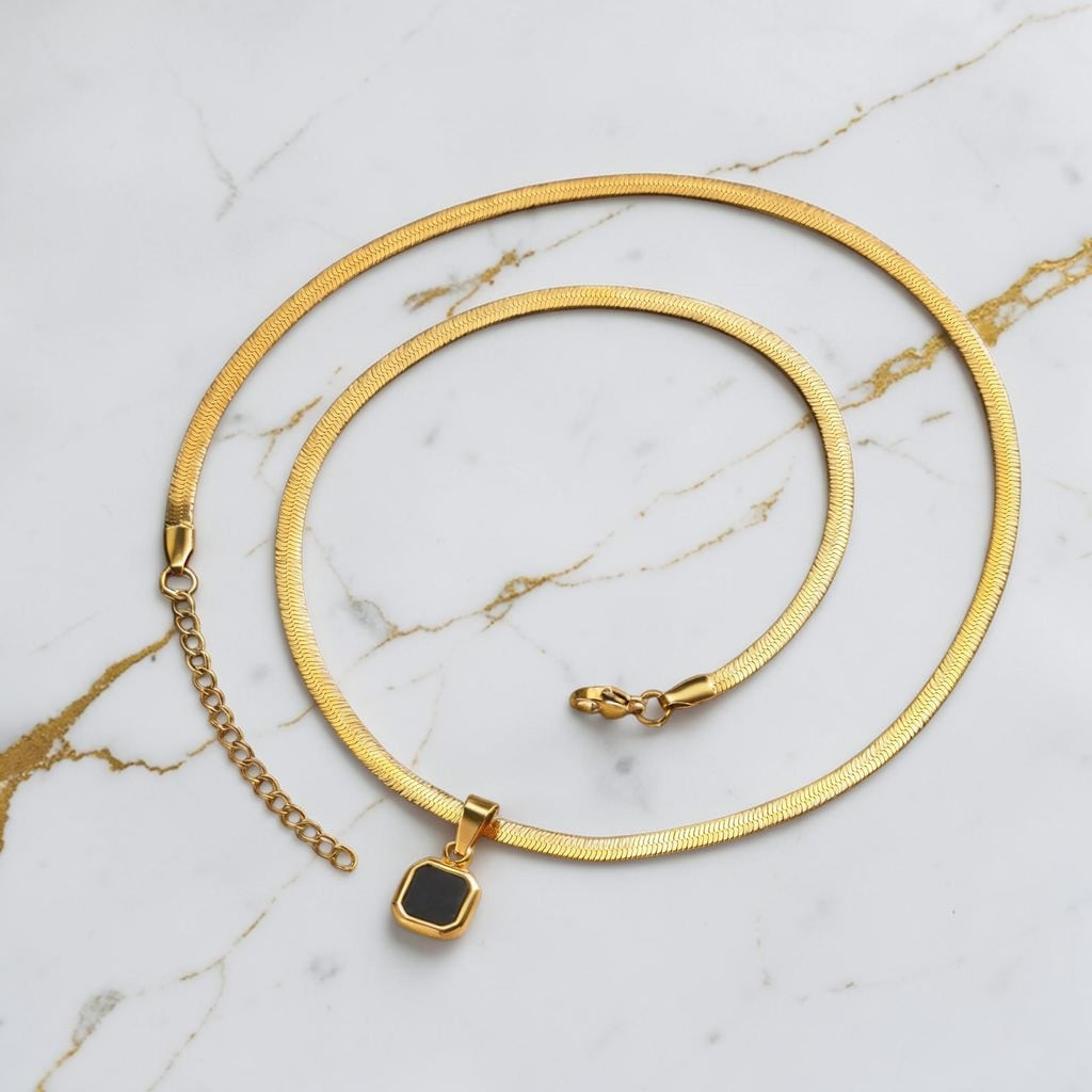 Geometric Stone Pendant Necklace