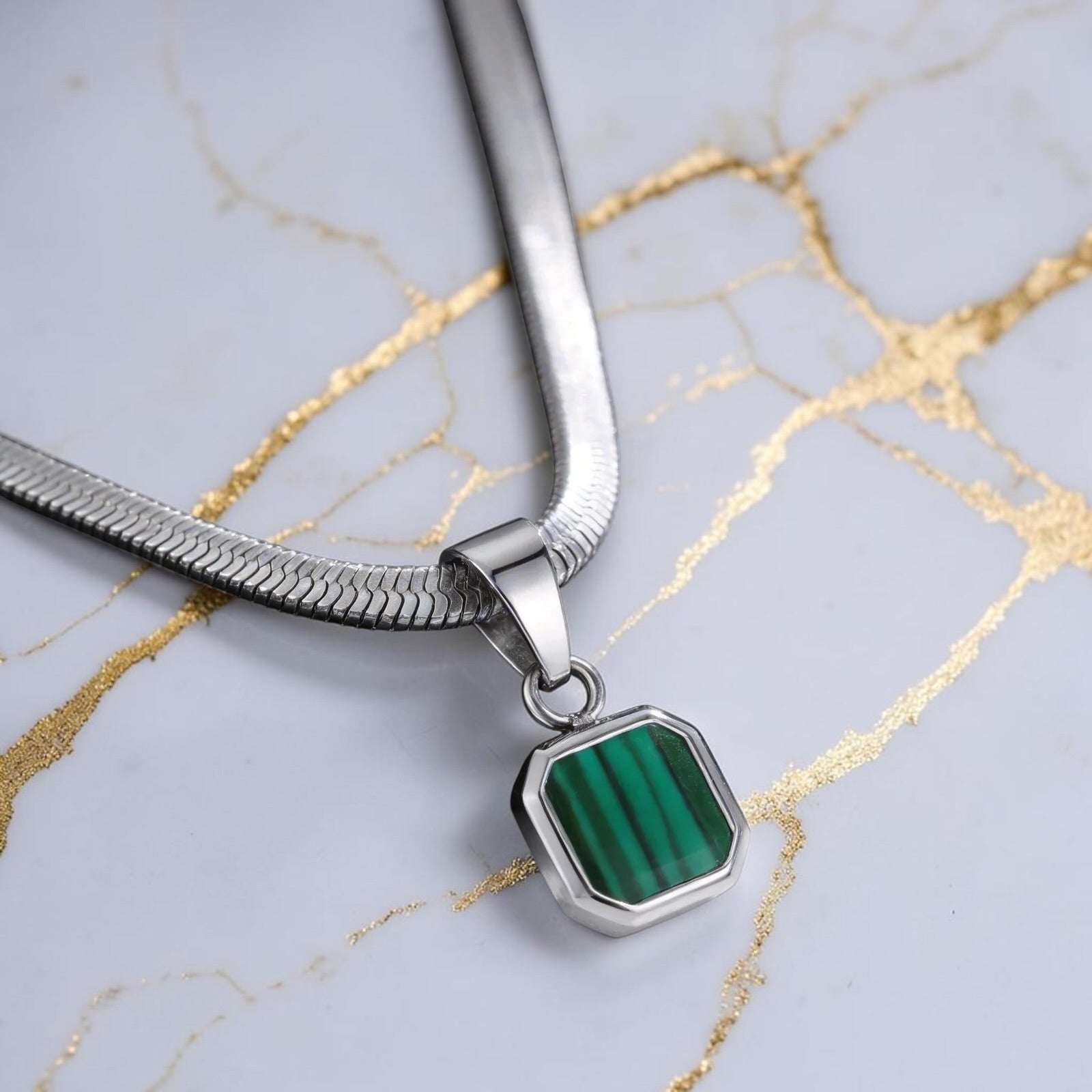 Geometric Stone Pendant Necklace