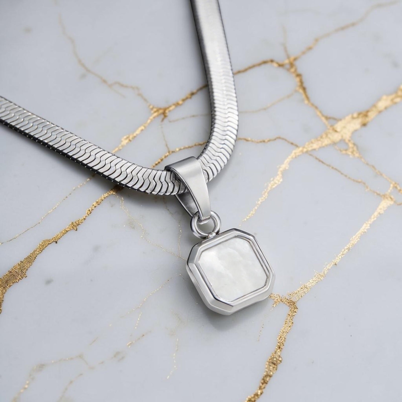 Geometric Stone Pendant Necklace