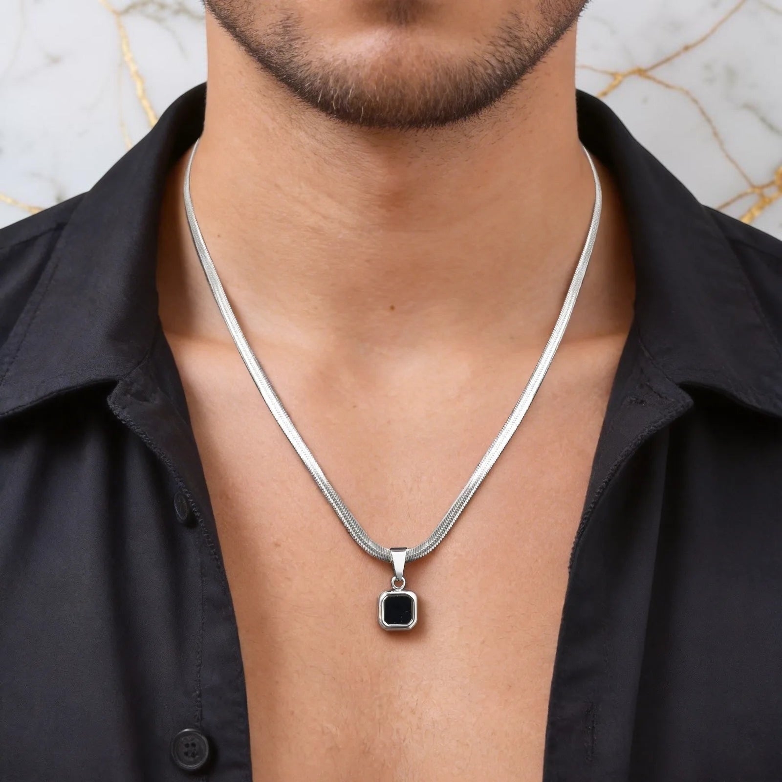 Geometric Stone Pendant Necklace