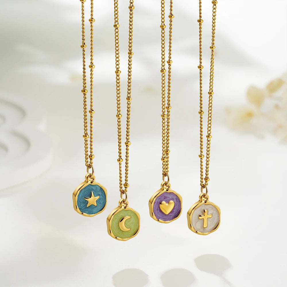 Colorful Enamel Heart Necklace