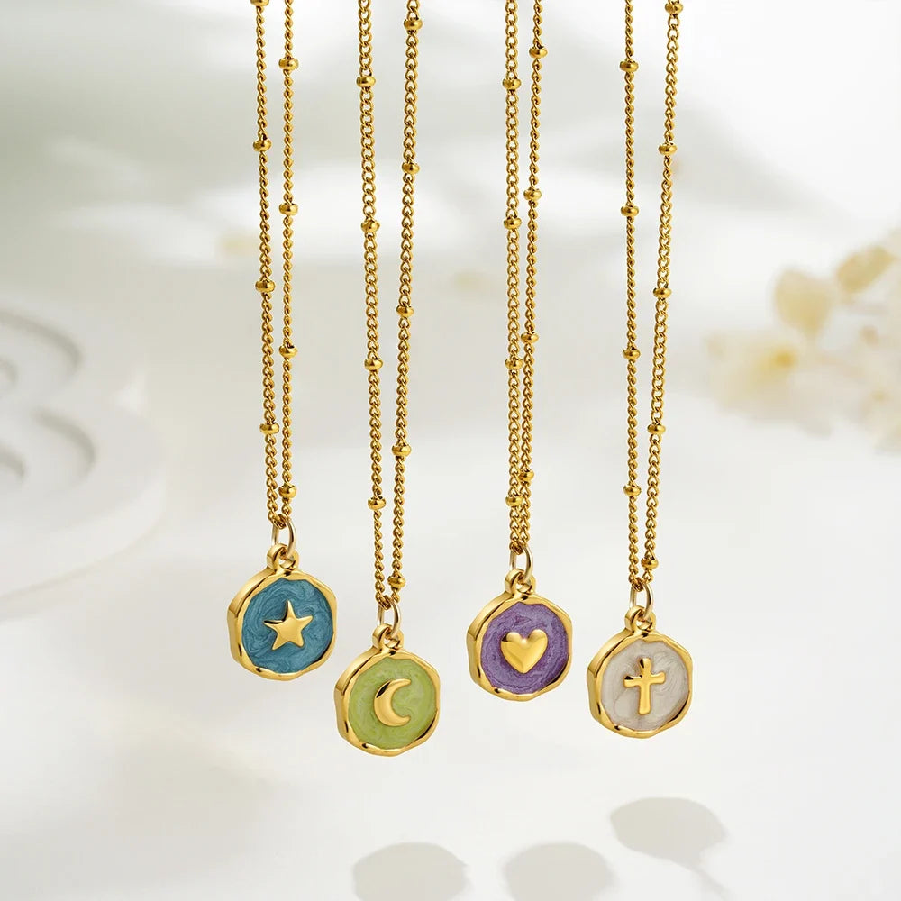 Colorful Enamel Heart Necklace