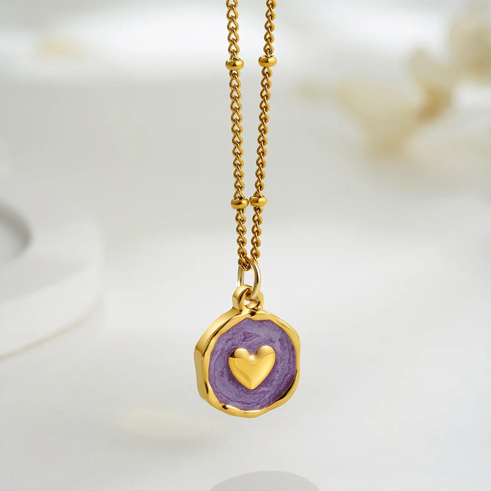 Colorful Enamel Heart Necklace