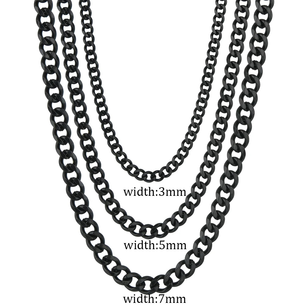 Cuban Link Chain Necklace - Black
