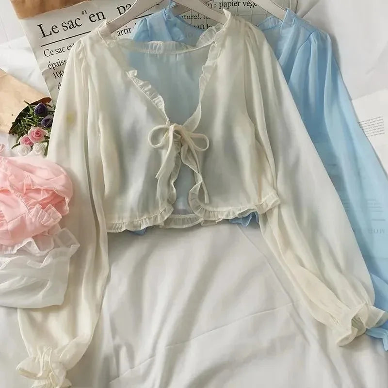 Women’s Lace Bow Summer Blouse – Elegant Casual Top