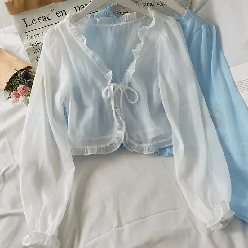Women’s Lace Bow Summer Blouse – Elegant Casual Top