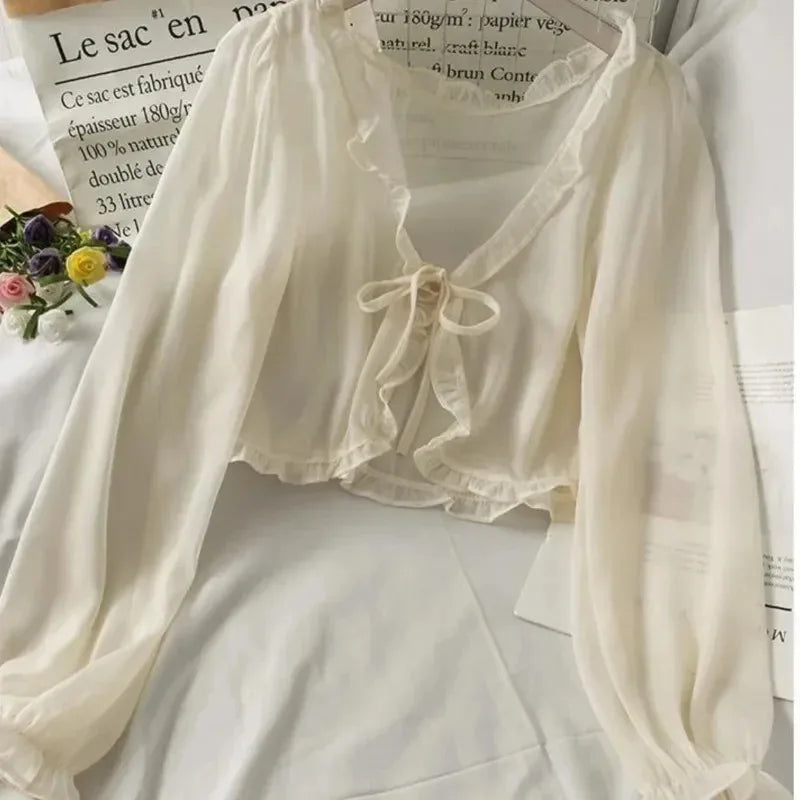 Women’s Lace Bow Summer Blouse – Elegant Casual Top