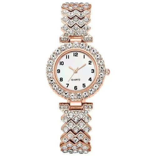 1pcs/2pcs Women’s Luxury Crystal Watch & Bracelet Set – Elegant Quartz Fashion Jewelry