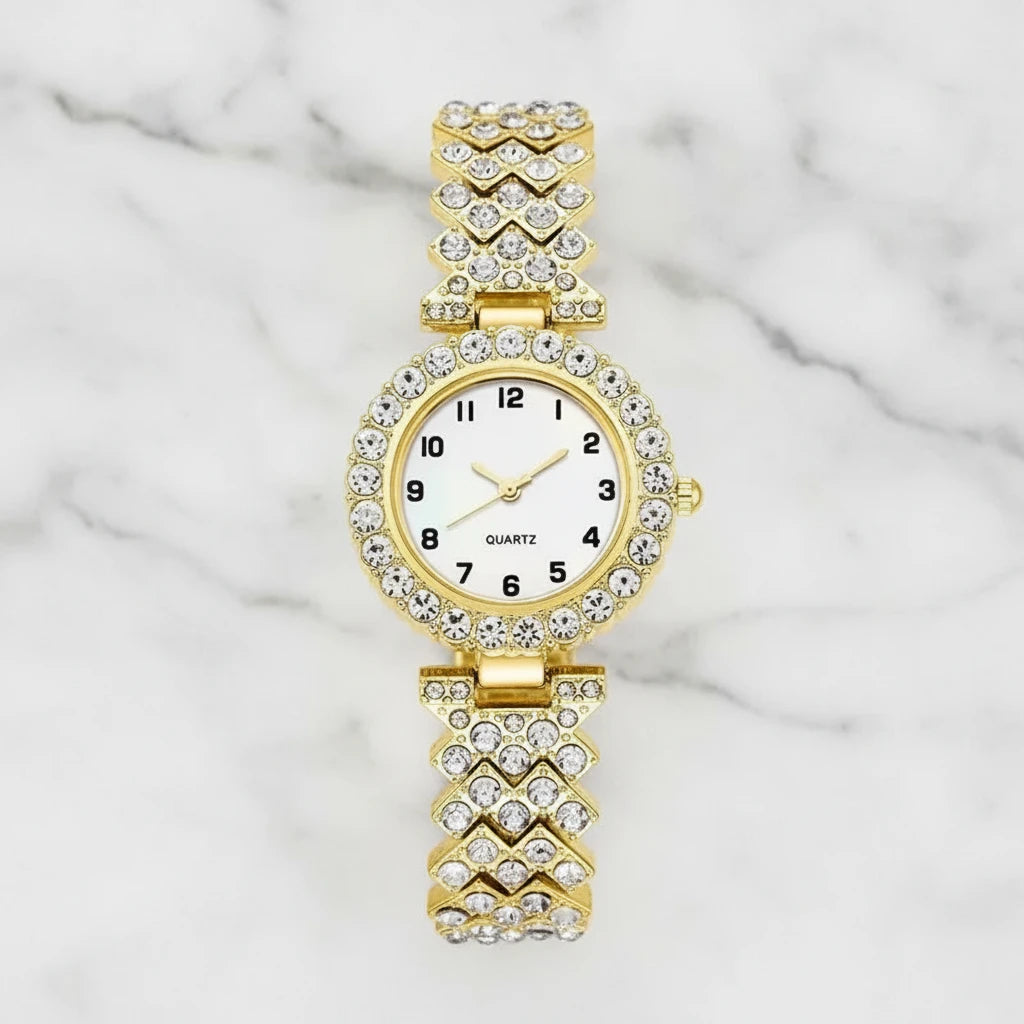 Luxury Crystal Watch & Bracelet Set for Women (Single or Double Set)