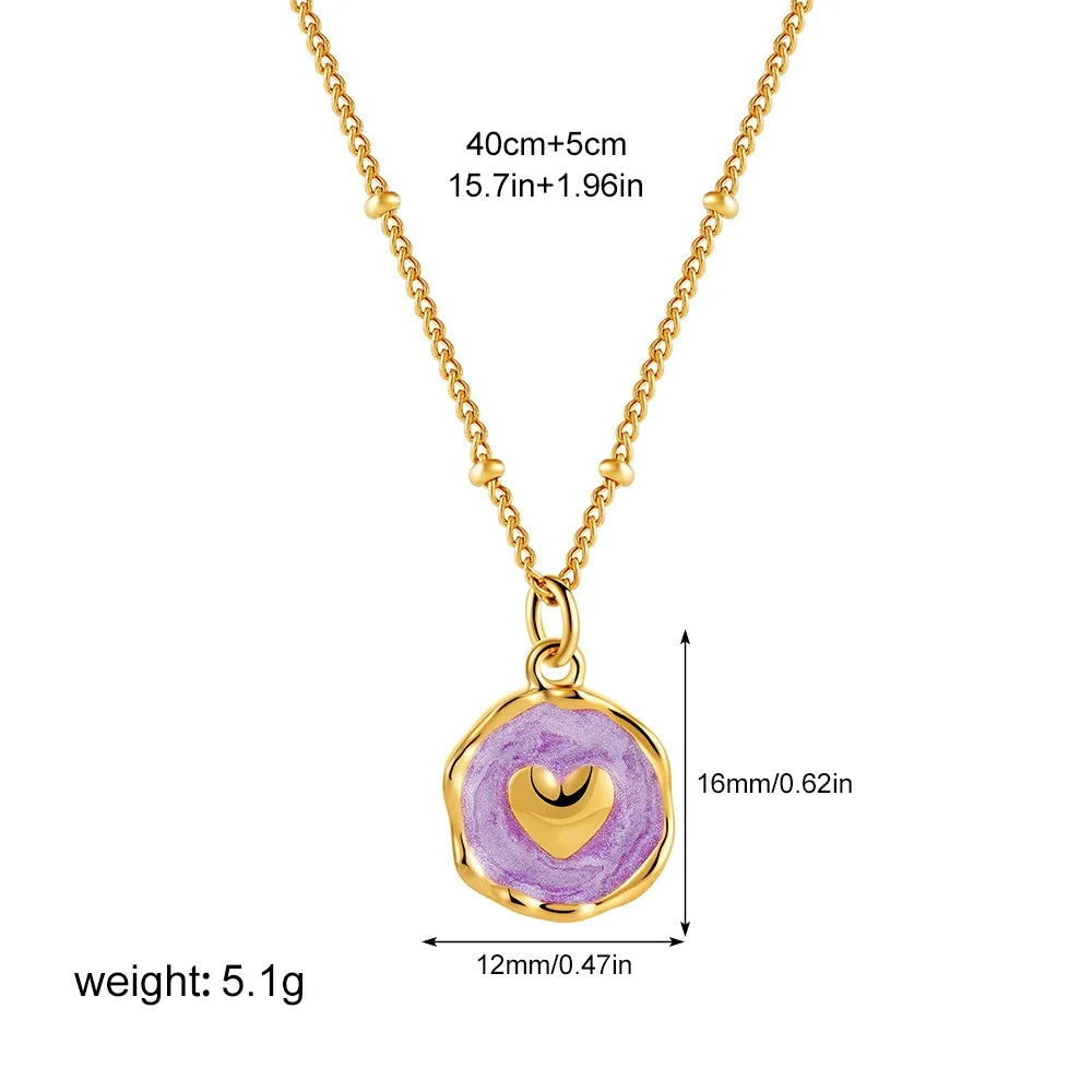 Colorful Enamel Heart Necklace