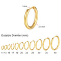 Minimalist Circle Hoop Earrings for Women, Simple Stainless Steel Round Huggies Earring