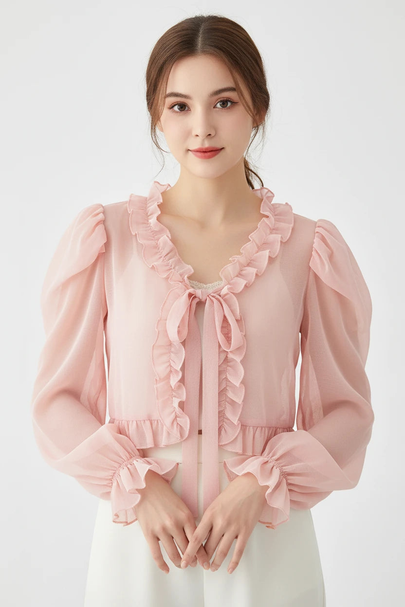 Women's Lace Bow Summer Blouse