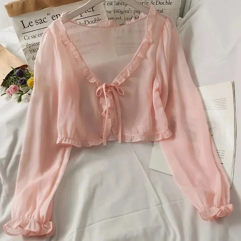 Women’s Lace Bow Summer Blouse – Elegant Casual Top