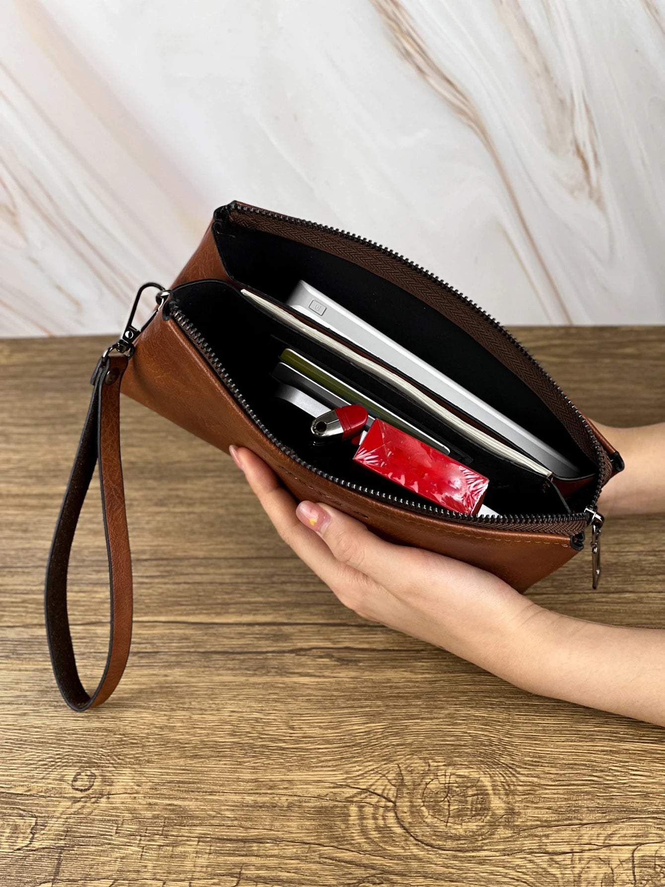 Men's Double Compartment Zip Wallet