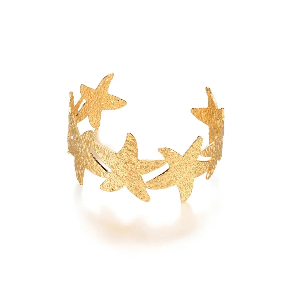 Shell Cuff Bracelets For Women Gold Color Stainless Steel Opening Bracelet Bangles Luxury Brands Summer Beach Wrist Jewelry Gift