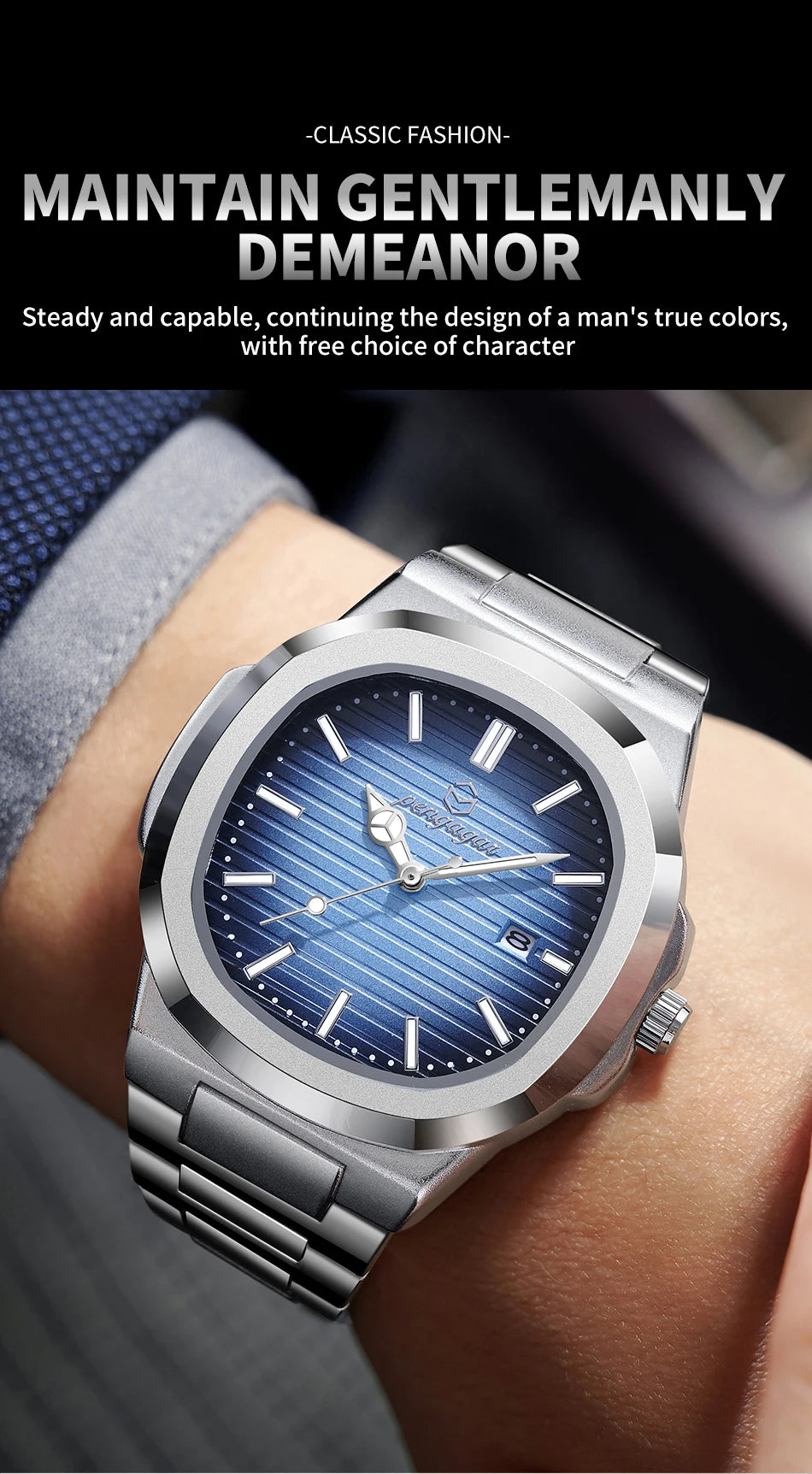 Luxury Military Stainless Steel Watch