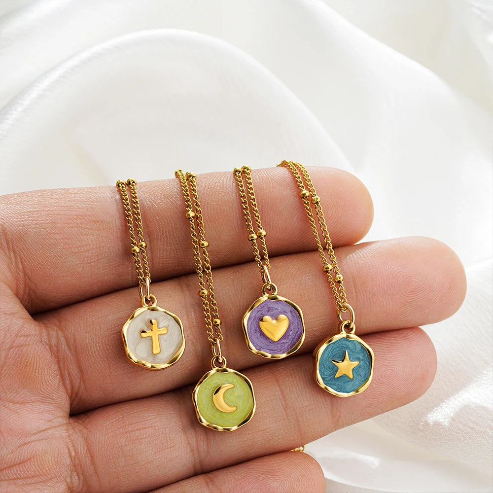 Colorful Enamel Heart Necklace