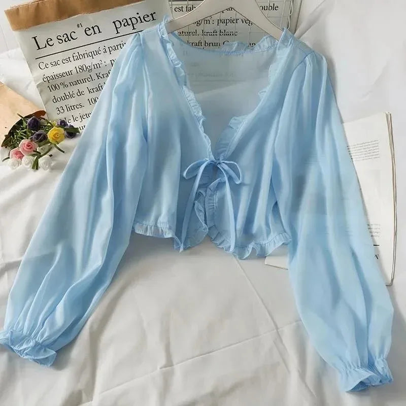 Women’s Lace Bow Summer Blouse – Elegant Casual Top