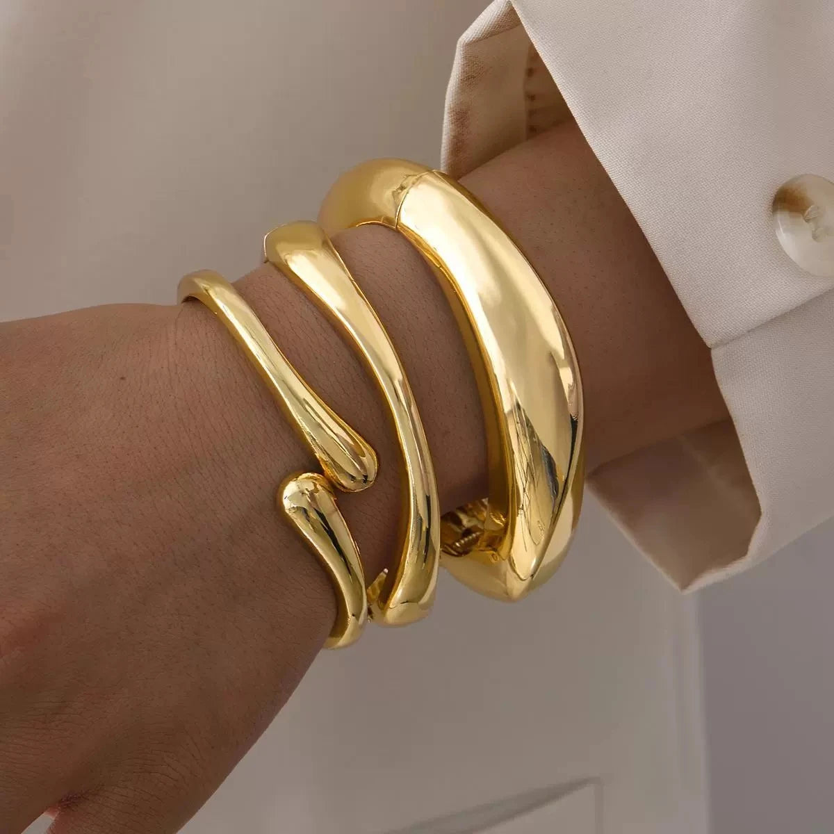 Luxe Gold Cuff Bracelet — Waterproof Open Bangle