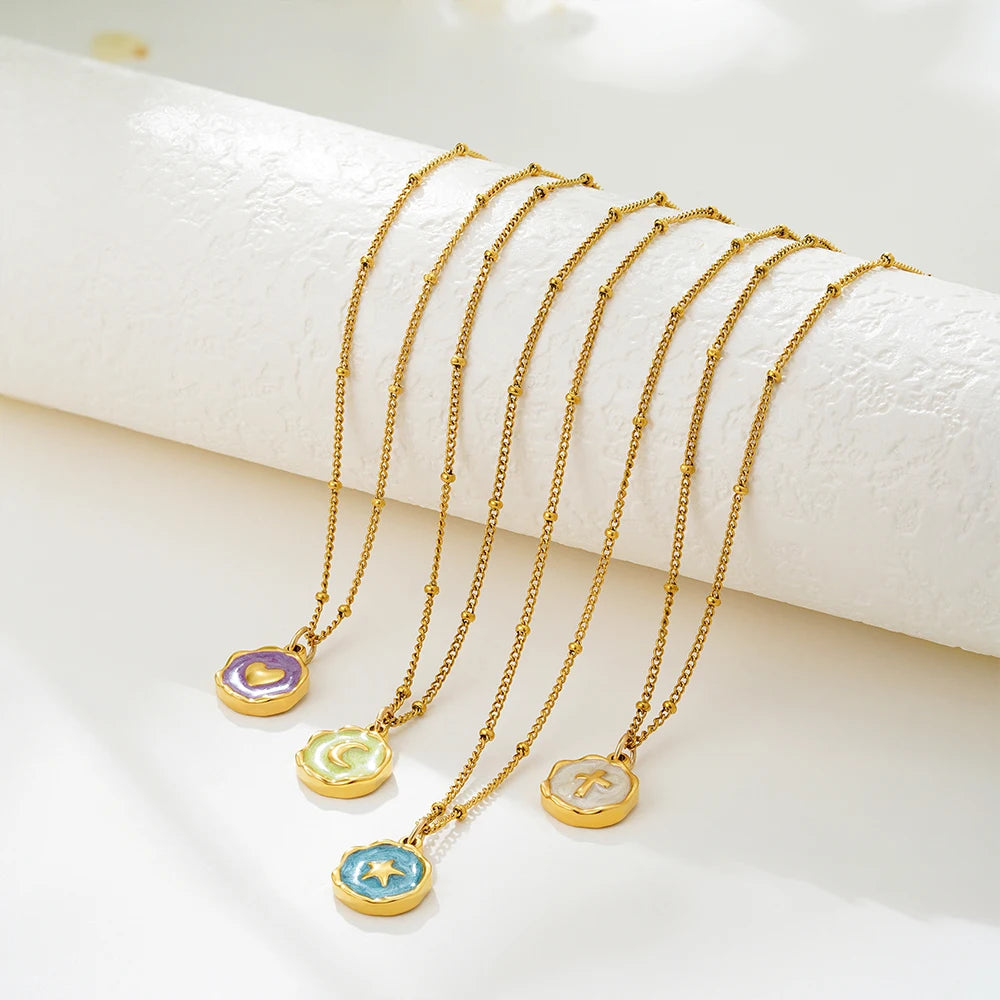 Colorful Enamel Heart Necklace