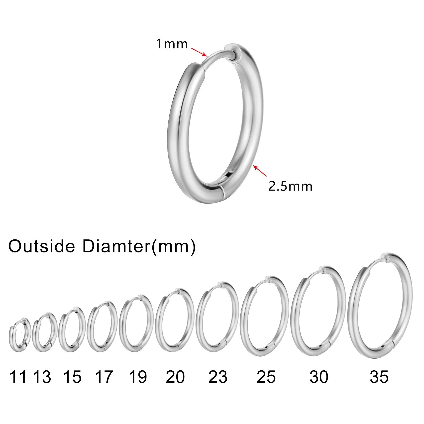 Minimalist Circle Hoop Earrings for Women, Simple Stainless Steel Round Huggies Earring