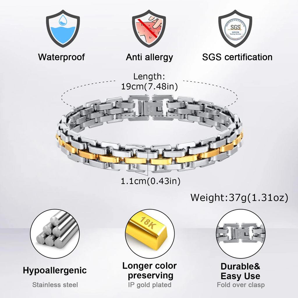 Men's 11mm Stainless Steel Link Bracelet