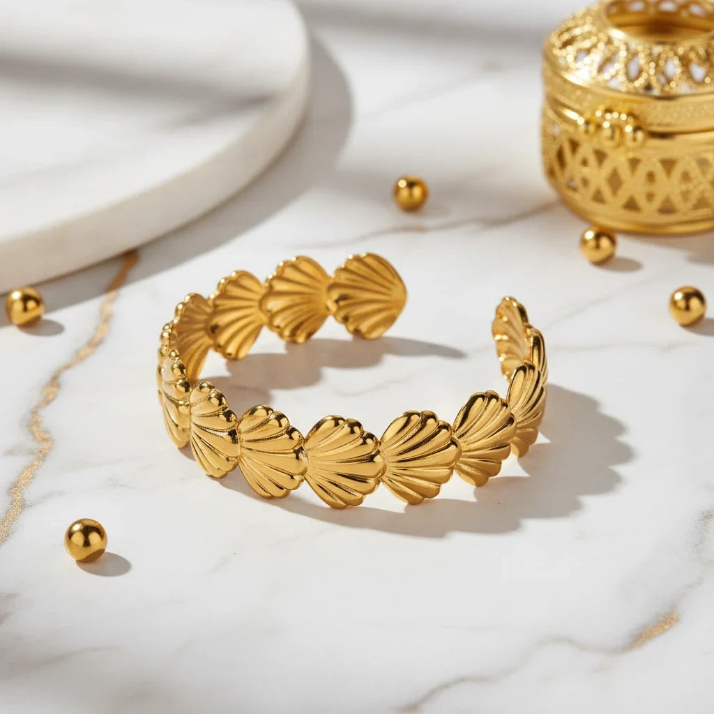 Gold Shell Cuff Bracelet